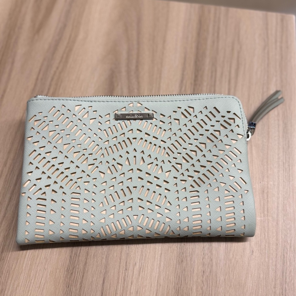 Stella and Dot Elegant Eyelet Cutout Faux Leather Double Clutch